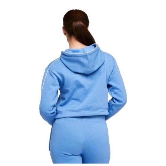 Cotopaxi Crop Hoodie Sweatshirt Light Blue Slogan Do Good Outdoor Nature Size L - Picture 2 of 9